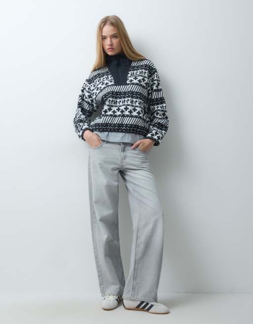 Columbia Sequoia Grove II printed half zip fleece in black multi, 3 of 9