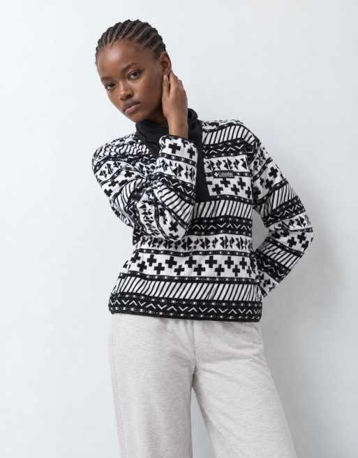 Columbia Sequoia Grove II printed half zip fleece in black multi, 6 of 9