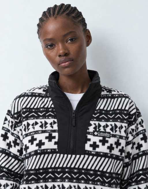 Columbia Sequoia Grove II printed half zip fleece in black multi, 8 of 9