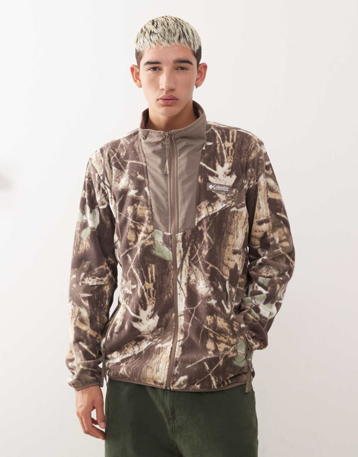 Columbia Sequoia Grove printed full zip fleece in stone