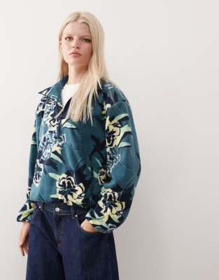 Columbia - Sequoia Grove - Pullover in Blau mit Print und kurzem Reißverschluss