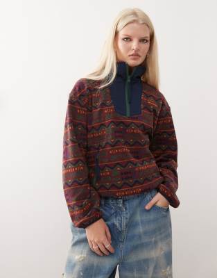 Columbia - Sequoia Grove - Pullover in Burgunderrot mit Print und kurzem Reißverschluss