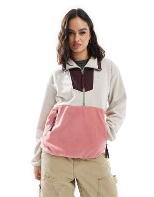 Sequoia Grove zip fleece in dark stone, pink agave-Neutral