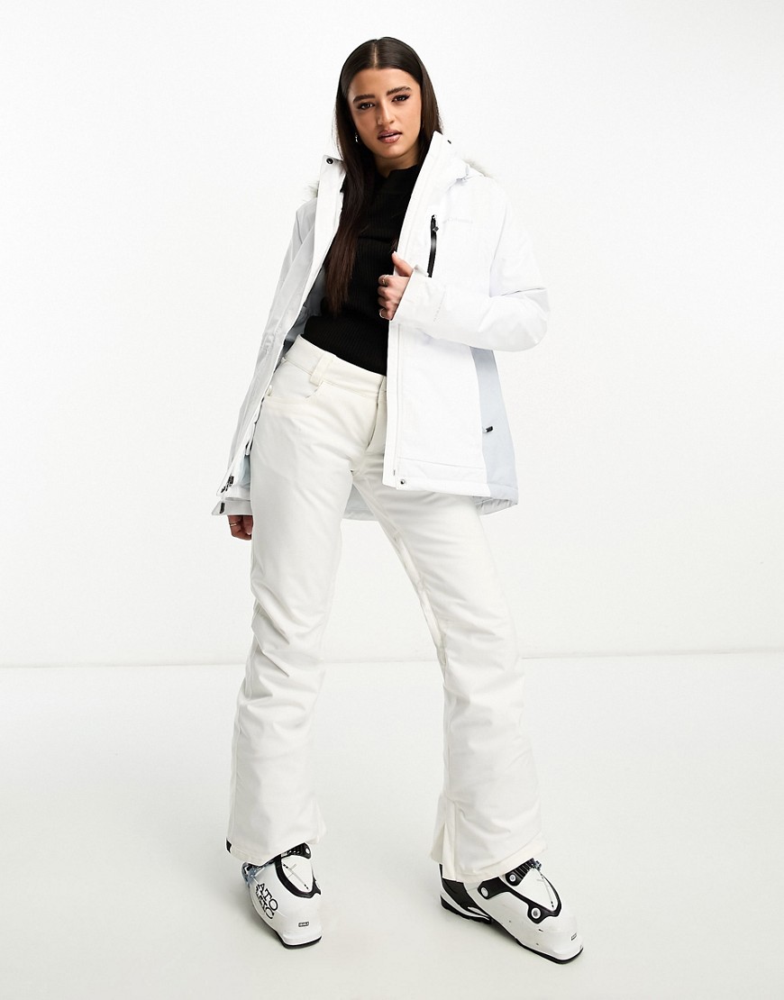 Columbia Ski Ava Alpine Insulated Jacket With Faux Fur Trimmed Hood In White