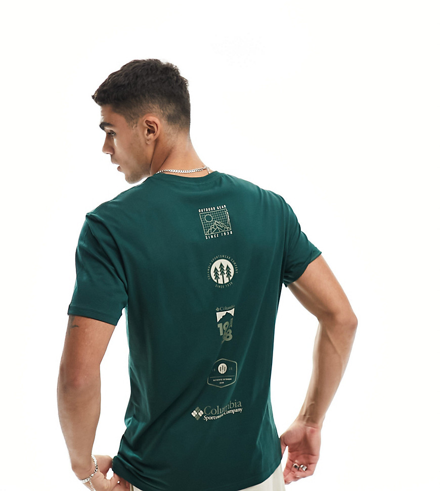 Columbia Skyline Cruise back print t-shirt in dark green Exclusive to ASOS