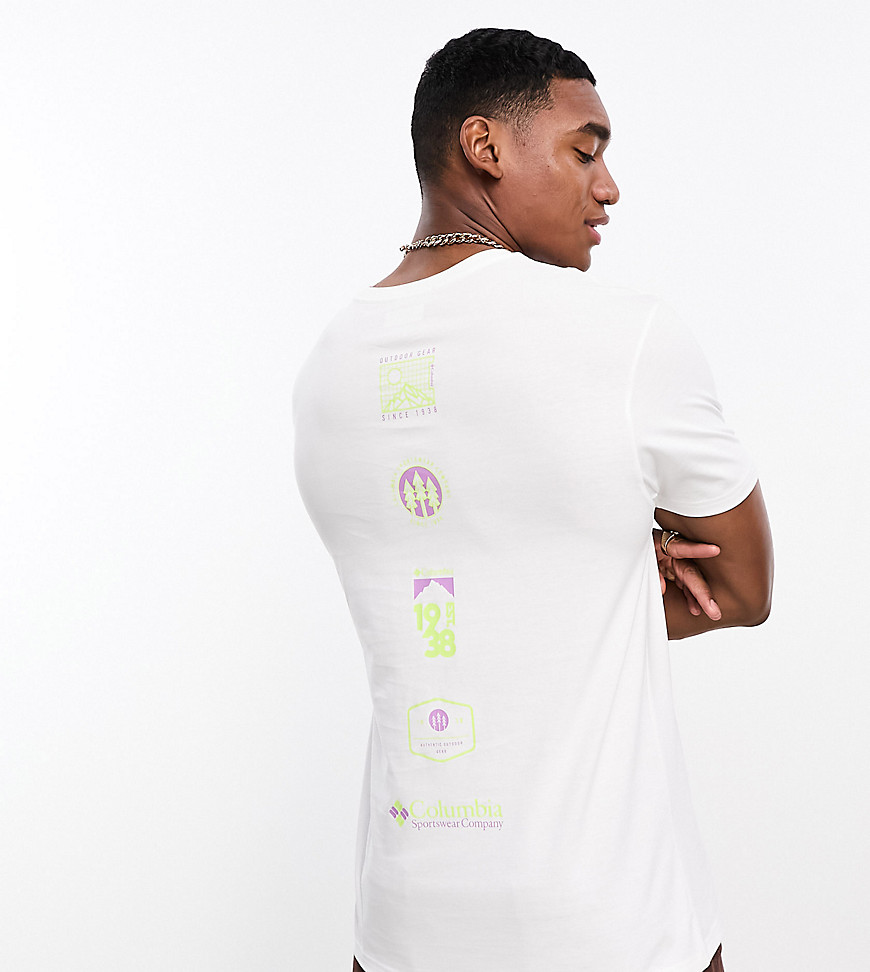 Columbia Skyline Cruise back print t-shirt in white Exclusive to ASOS