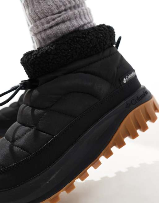 Columbia Snowtrot shorty snow boots in black and sea salt, 2 of 4