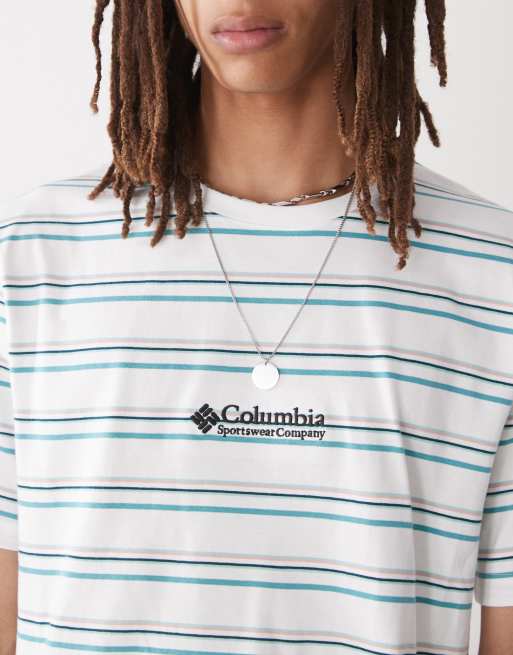 Columbia – Somer Slope II – Gestreiftes T-Shirt in Blau und Weiß, 3 von 4