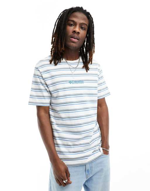 Columbia – Somer Slope II – Gestreiftes T-Shirt in Weiß