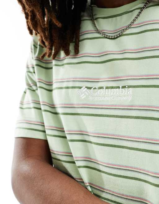 Columbia Somer Slope II striped t-shirt in sage green, 4 of 4