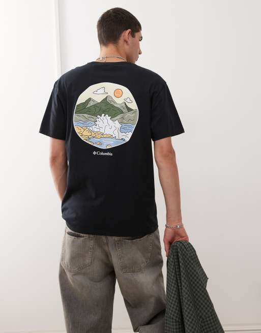 Columbia – Stark Creek – T-Shirt in Schwarz mit Grafikprint