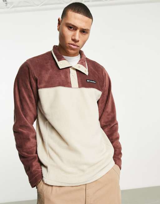 Columbia – Steens Mountain – Fleece-Sweatshirt in Beige mit kurzer Druckknopfleiste