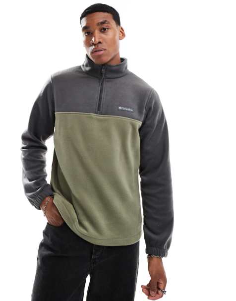 Columbia Steens Mountain half zip fleece in Grey/Khaki - view 1