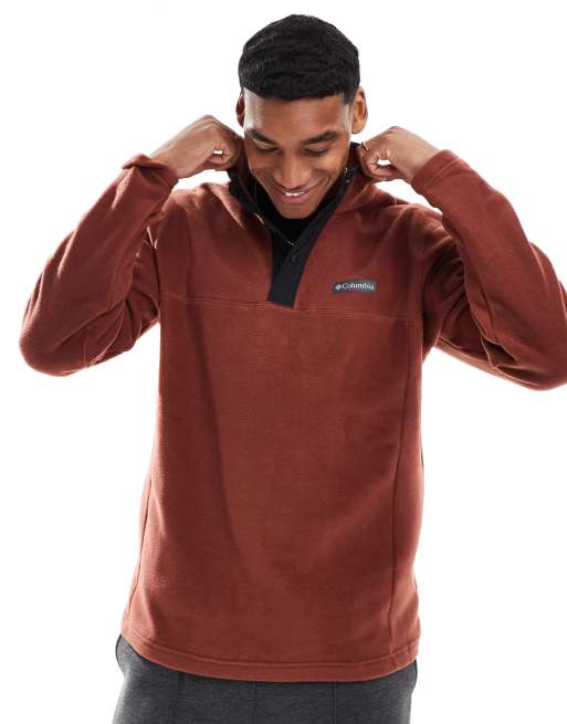 Columbia – Steens Mountain II – Fleece-Sweatshirt in Burgunderrot mit kurzer Druckknopfleiste