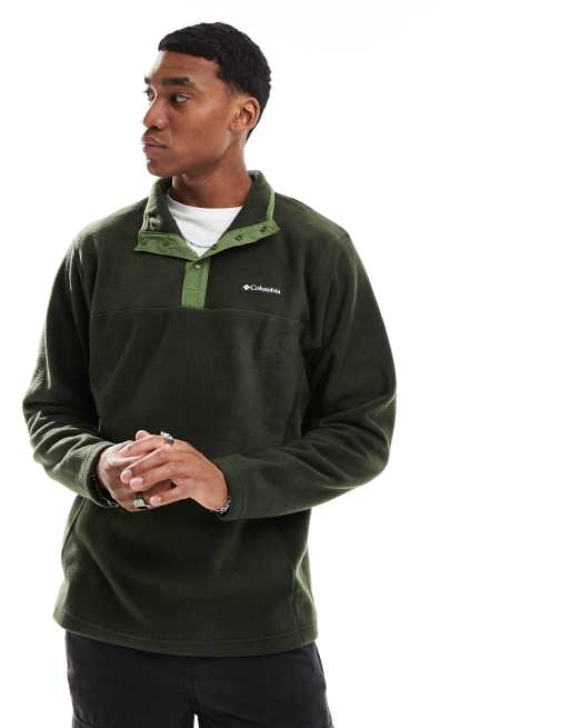 Columbia – Steens Mountain II – Fleece-Sweatshirt in Grün mit kurzer Druckknopfleiste