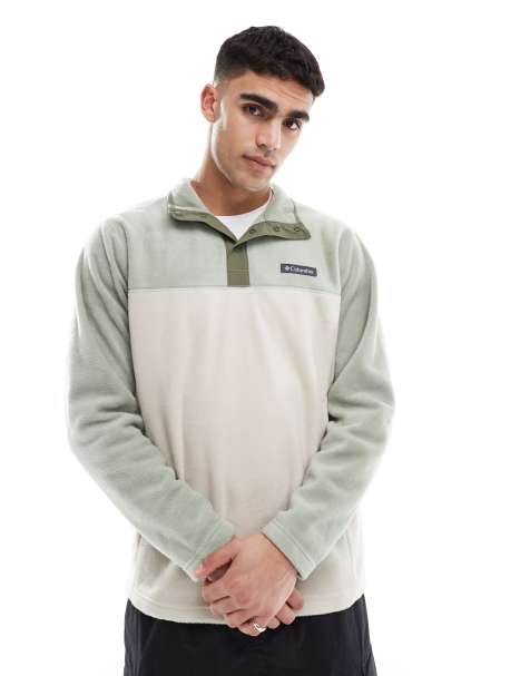 Columbia – Steens Mountain II – Sweatshirt mit Außenschicht aus Polyester-Fleece in Beige und kurzer Druckknopfleiste - view 1
