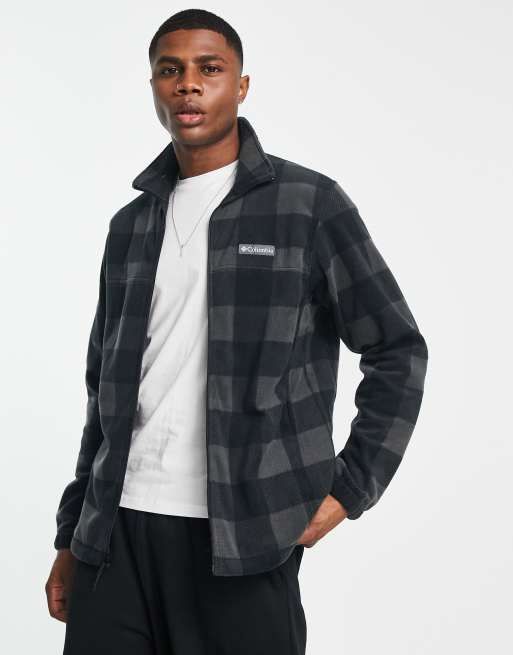 Columbia Steens Mountain printed zip up fleece in black check