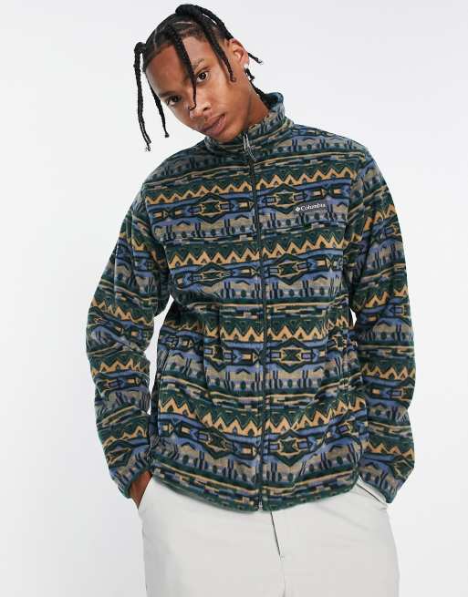 Columbia - Steesn Mountain - Fleece met rits en gestreepte print in jaren 80 stijl in groen