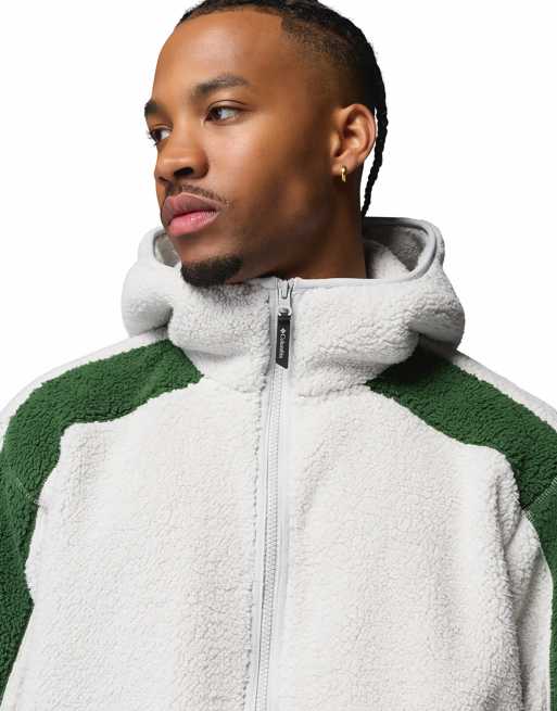 Columbia Street Tech CSC Fleece-Kapuzenpullover in Cremeweiß und grünen Streifen, 2 von 4