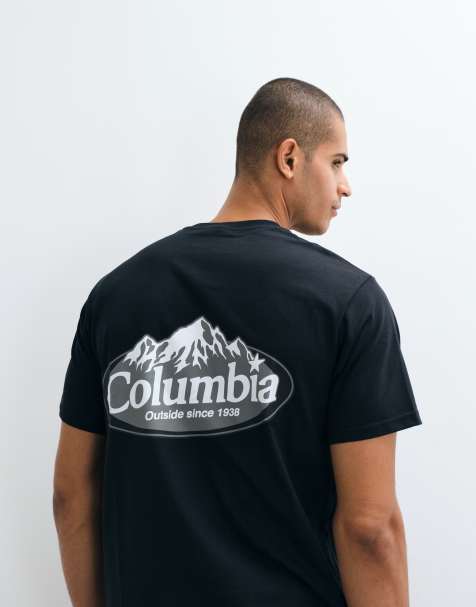 Columbia Street Tech Snowy Peaks heavyweight t-shirt in black - view 1