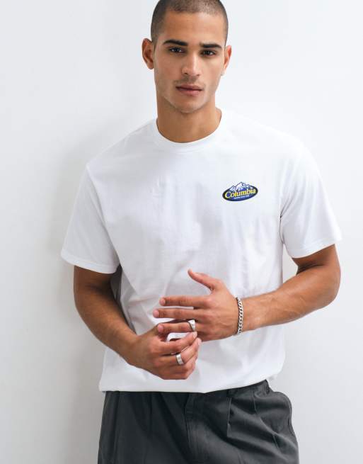 Columbia Street Tech Snowy Peaks t-shirt pesante bianca, 4 di 5