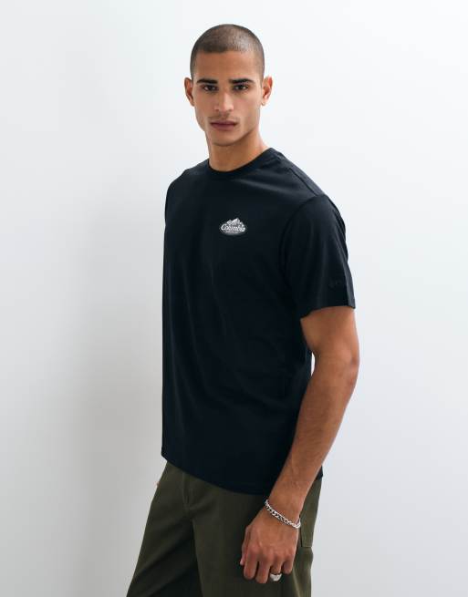 Columbia Street Tech Snowy Peaks t-shirt pesante nera, 5 di 5