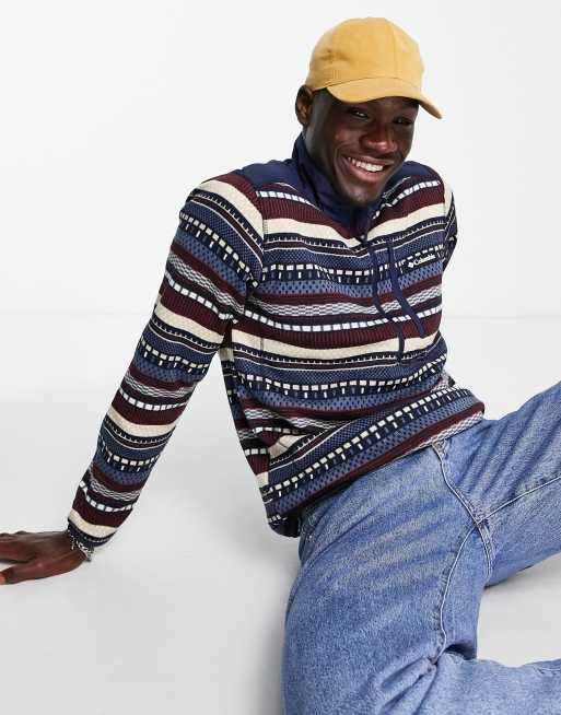 Columbia Sweater Weather II printed 1/2 zip fleece in green mountain stripe