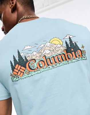 Columbia Talbert Ridge back print t-shirt in blue Exclusive to ASOS - ASOS Price Checker