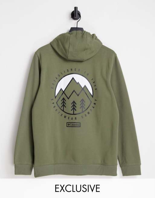 Columbia – Tillamook – Kapuzenpullover in Grün mit Grafikprint, exklusiv bei ASOS 