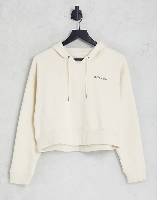 Columbia - tillamook way cropped hoodie in cream exclusive at asos