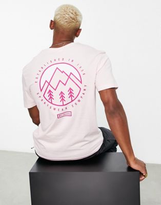 Columbia Tillamook Way II back print t-shirt in pink Exclusive at ASOS