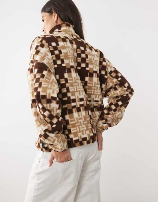 Columbia Timber Meadow fleece met print en halve rits in bruin, 4 van 4