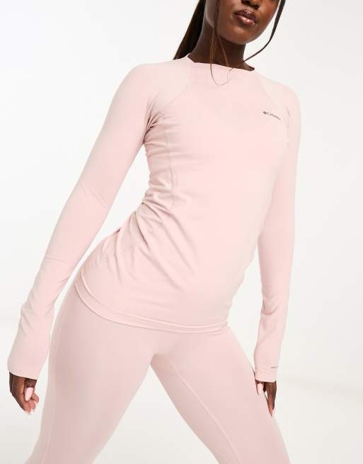 Columbia - Top a maniche lunghe base layer da sci rosa di media pesantezza