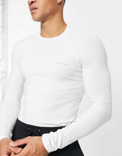 Columbia - Top base layer a maniche lunghe in tessuto elasticizzato a peso medio bianco