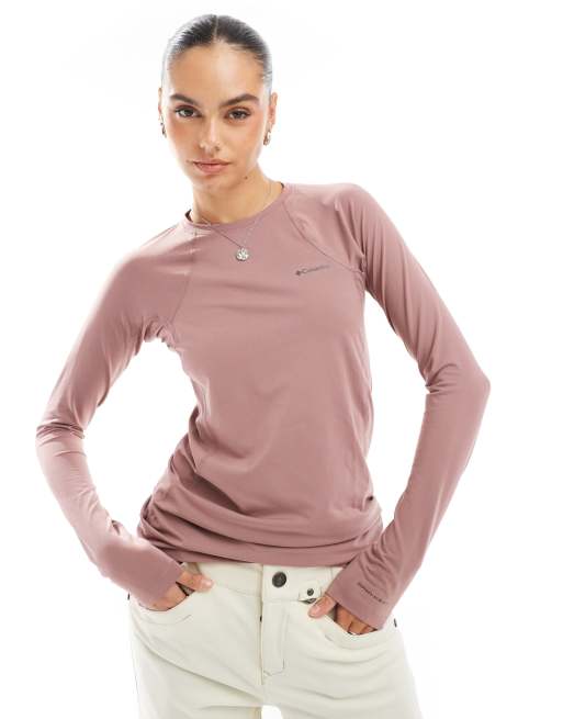 Columbia - Top base layer da sci di media pesantezza elasticizzato a maniche lunghe rosa fico