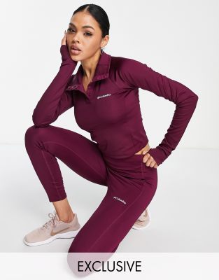 Columbia Training CSC Sculpt cropped long sleeve in burgundy Exclusive at ASOS   - ASOS Price Checker