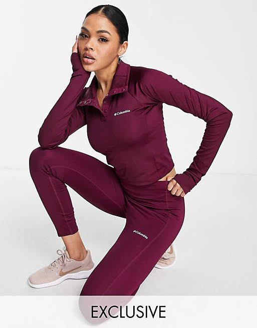 Columbia Training CSC Sculpt cropped long sleeve in burgundy Exclusive ...