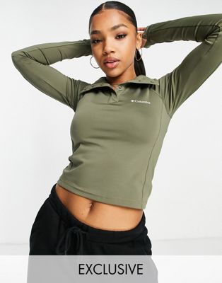 Columbia Training CSC Sculpt cropped long sleeve t-shirt in green Exclusive at ASOS
