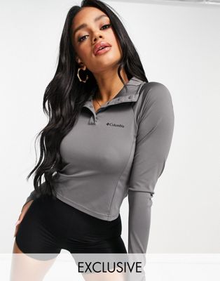 Columbia Training CSC Sculpt cropped long sleeve t-shirt in grey Exclusive at ASOS