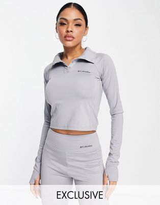 Columbia Training CSC Sculpt cropped long sleeve top  in grey  Exclusive at ASOS