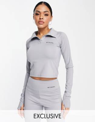 Columbia Training CSC Sculpt cropped long sleeve top  in grey  Exclusive at ASOS  - ASOS Price Checker