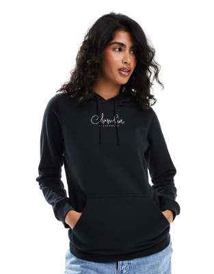 Trek logo print hoodie in black