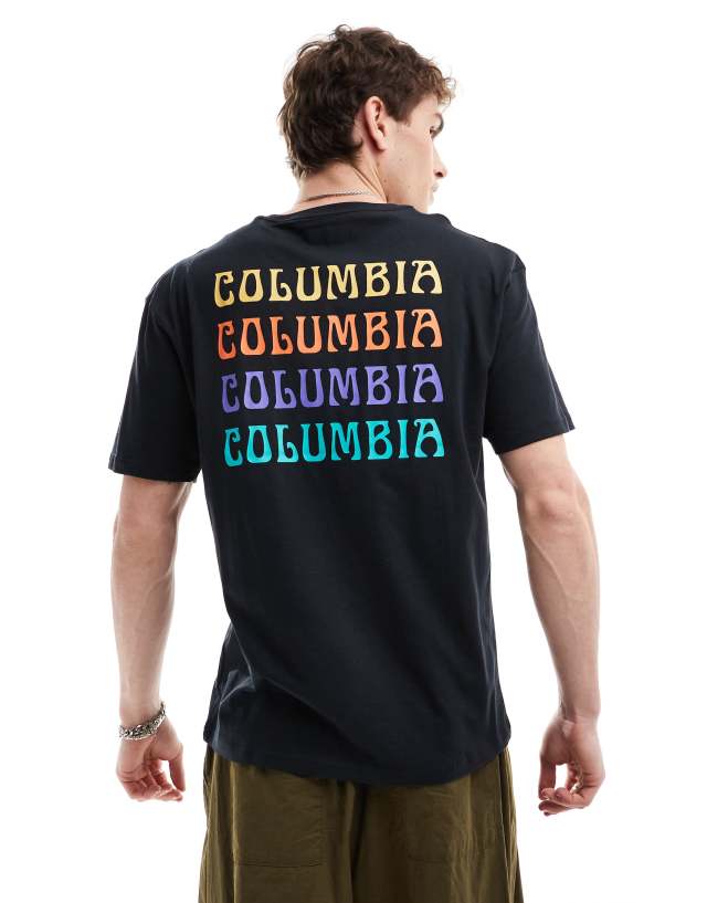 Columbia - unionville back print t-shirt in black exclusive at asos