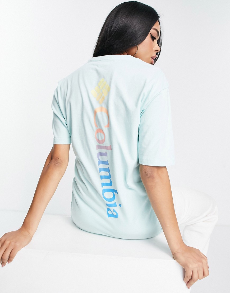 Columbia Unionville back print T-shirt in light green Exclusive to ASOS
