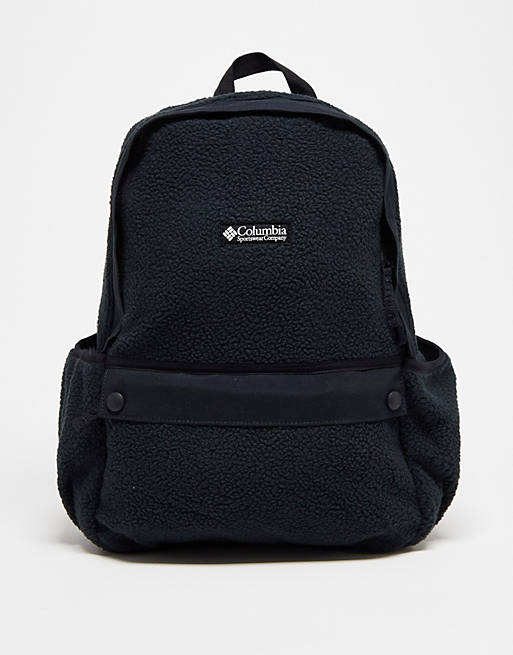 Columbia Unisex Helvetia 14L sherpa backpack in black | ASOS