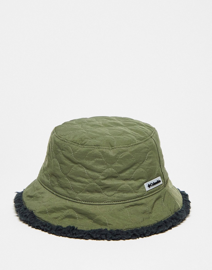 Columbia Unisex Winter Pass reversible sherpa lined bucket hat in khaki-Green