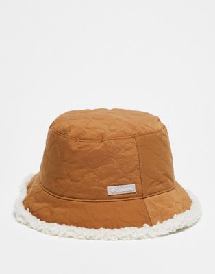 Columbia Unisex Winter Pass reversible sherpa lined bucket hat in tan