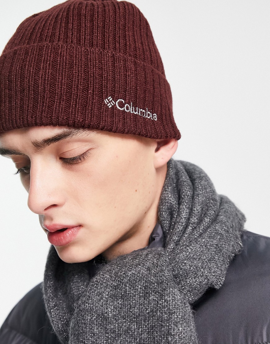 Columbia Watch Cap ribbed beanie in burgundy-Red