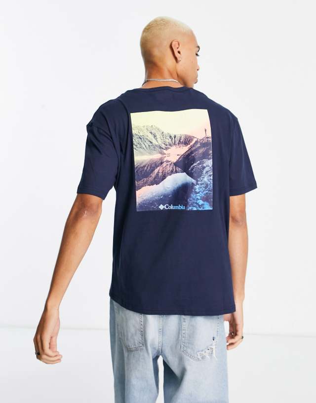 Columbia Westhoff back print t-shirt in navy Exclusive at ASOS