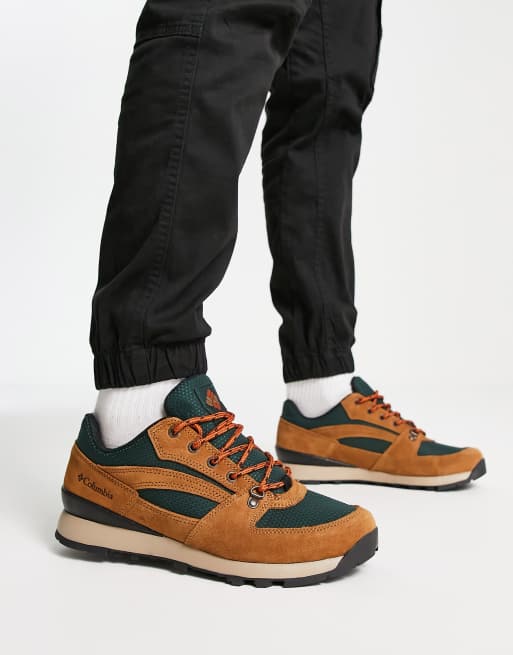 Columbia Wildone Navigate suede trainers in tan and green